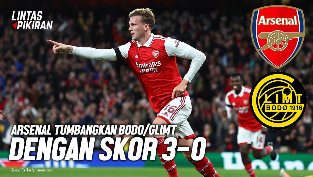 Potret selebrasi pemain Arsenal selepas mencetak Gol ke gawang Bodo/Glimt (Sumber Gambar/primenewsprint)
