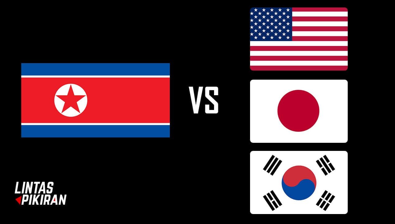 Tampilan bendera negara-negara yang terancam berkonflik dengan Korea Utara (Sumber Gambar Bendera : Wikipedia)