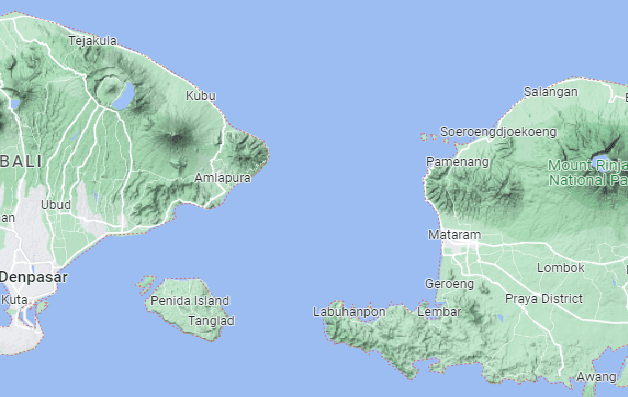 Selat Lombok, Indonesia (Sumber Gambar: Google Maps)