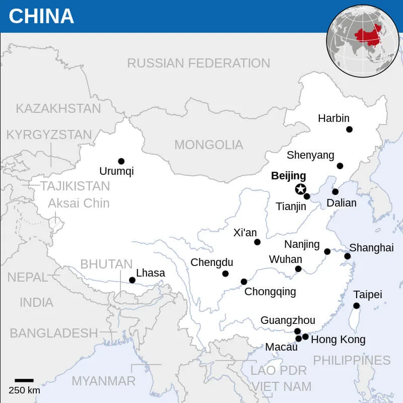 Peta China (Sumber Gambar Wikipedia)