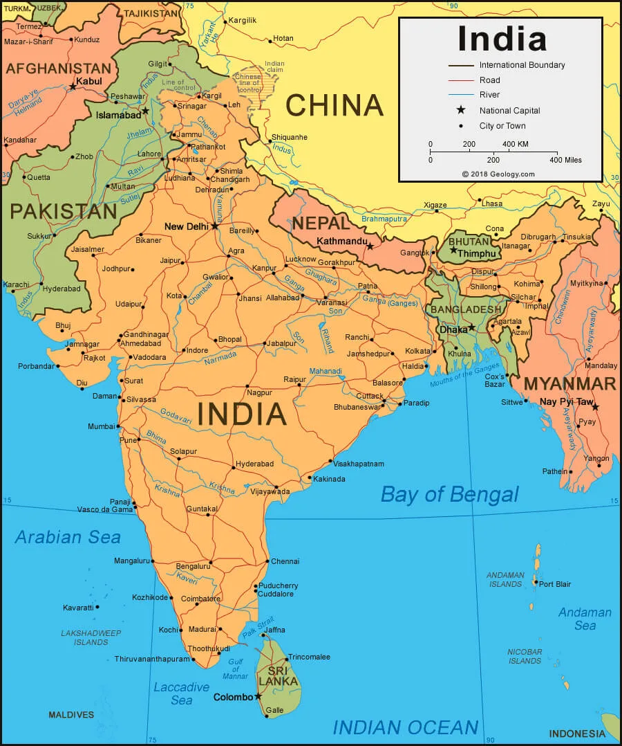Peta India (Sumber Gambar Geology)