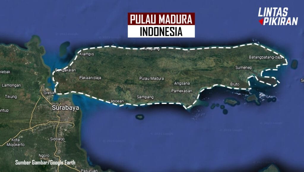 Tampilan Pulau Madura dari Satelit (Sumber Gambar/Google Earth)
