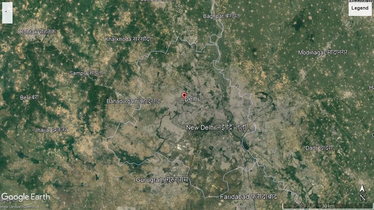 Tampilan Satelit Kota Delhi