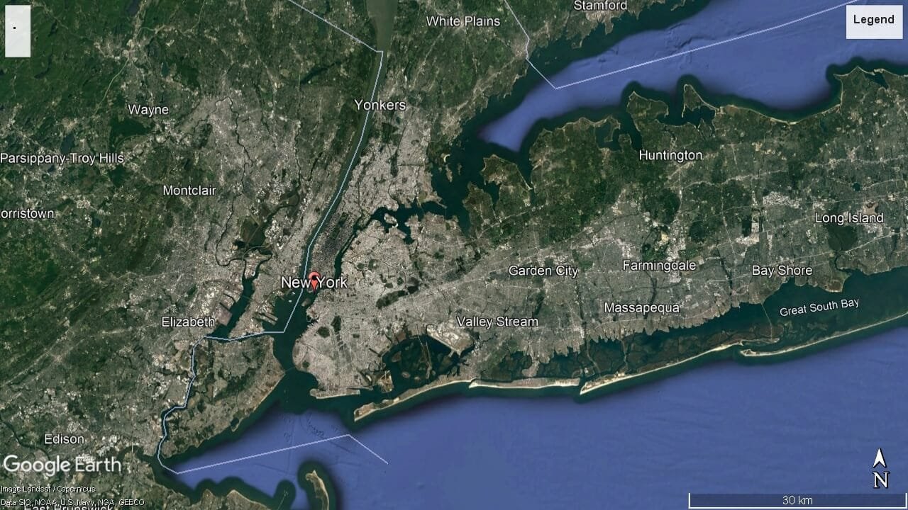 Tampilan Satelit Kota New York City