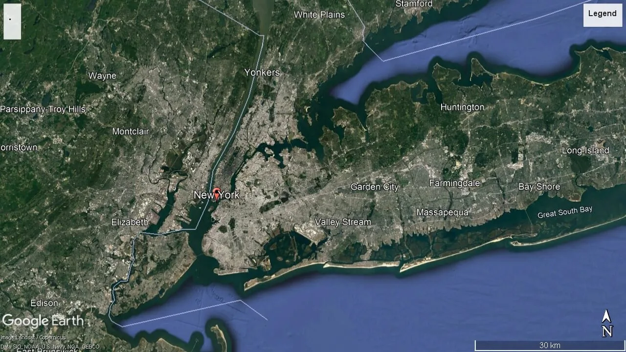 Tampilan Satelit Kota New York City